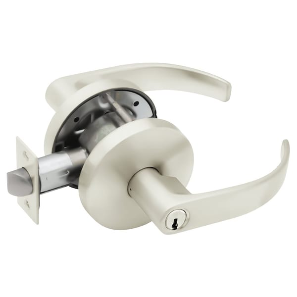Grade 2 Entry/Office Cylindrical Lock, Key in Lever Cylinder, Quantum Lever, Standard Rose, Bright